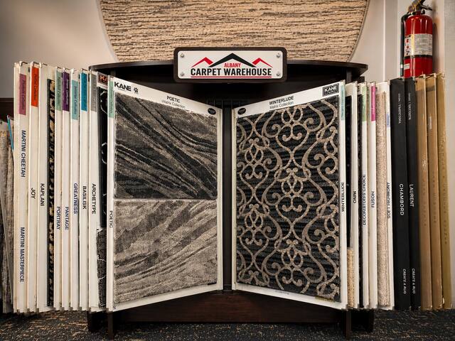 Carpet sample patterns on display